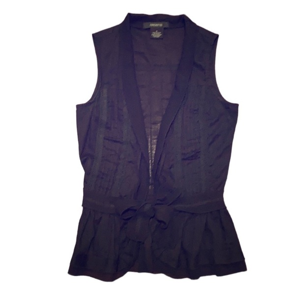 Black Arden B. Black Tie front peplum vest/top - Picture 1 of 6
